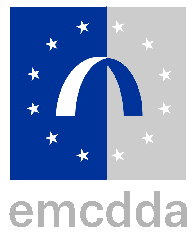 Symbol shows the main logo of the EMCDDA (an arch surrounded by 12 stars) with the letters emcdda beneath the symbol