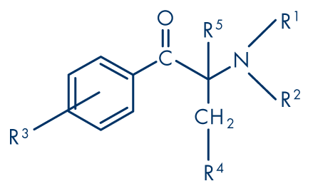 General structure of a cathinone derivative showing substitution patterns