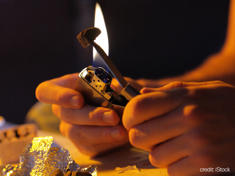 Closeup of cannabis resin being prepared