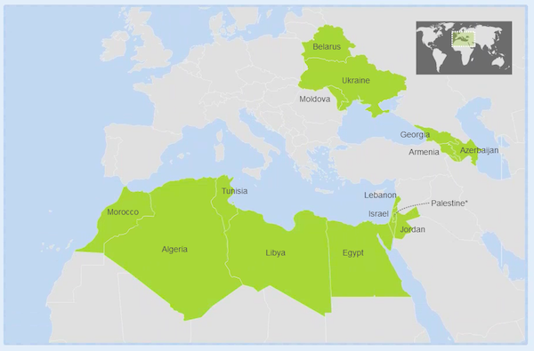 map highlighting EU4MD partner countries