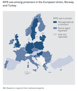 Chart showing NPS use among prisoners in the European Union, Norway and Turkey