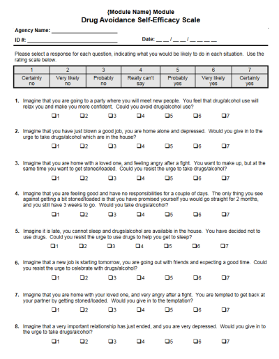 Drug Avoidance Self-Efficacy Scale 