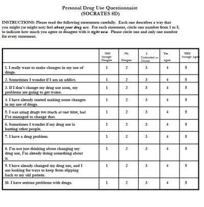 Personal Drug Use Questionnaire