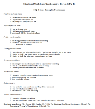 Situational Confidence Questionnaire - Heroin