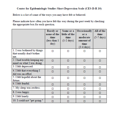 Center for Epidemiologic Studies Depression Scale - CES d10