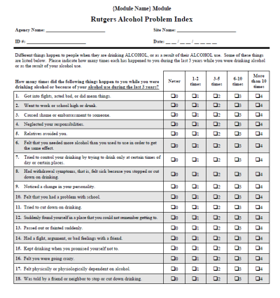 Rutgers Alcohol Problem Index - RAPI