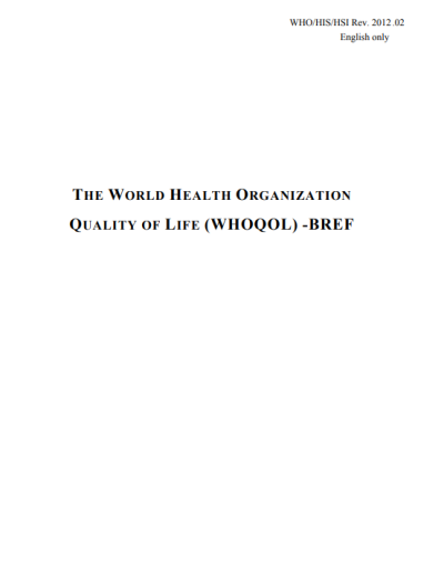 The WHO Quality of Life-BREF 