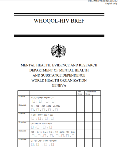 The WHO Quality of Life- HIV BREF