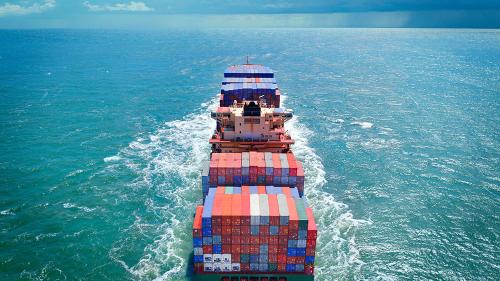 Image of cargo container ship at sea