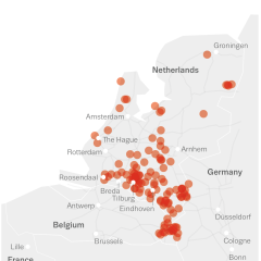 Map showing dump sites in Belgium and Netherlands, based on Europol data