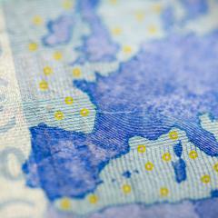 close-up of a Euro note